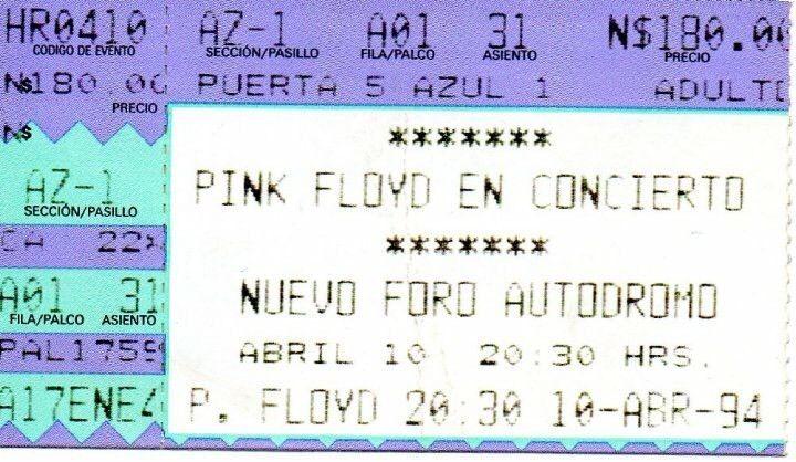 Pink Floyd En Mxico 1994 Boleto Y Playera 20170121011326