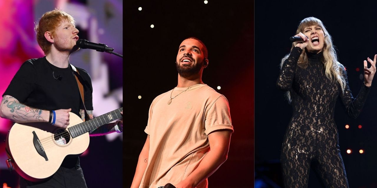 Drake Ed Sheeran y Taylor Swift
